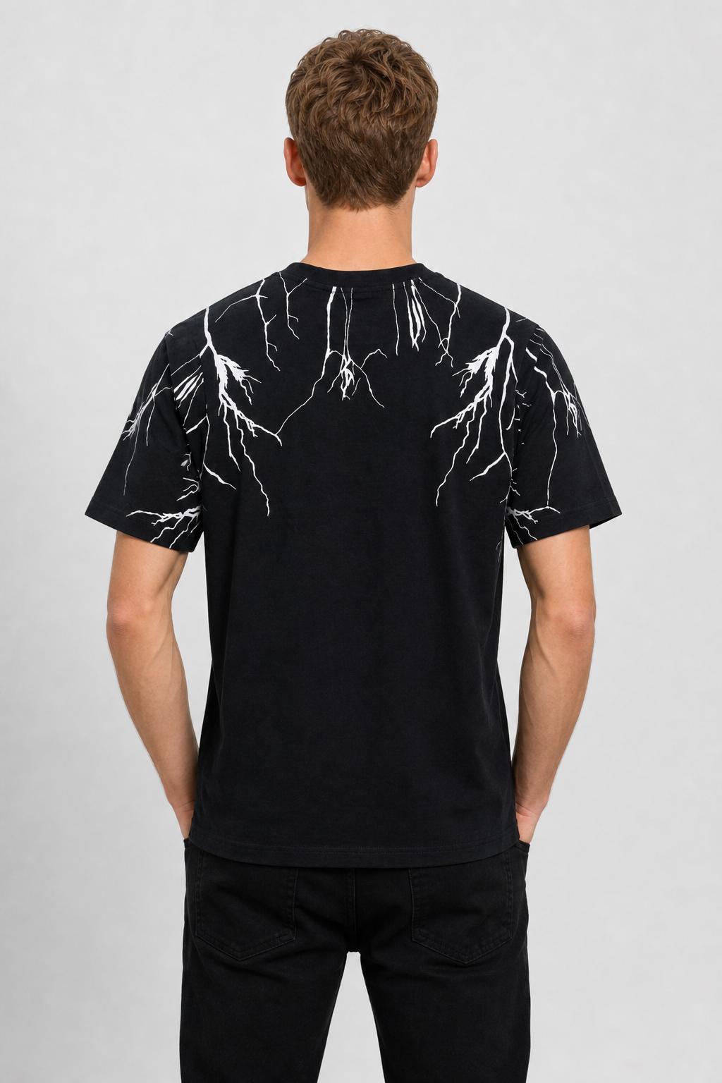 "Storm" Lightning Graphic Tee – Premium Black Gothic Streetwear T-Shirt