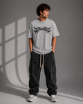 "Demon Back" Graphic Drop Shoulder Tee (GREY)
