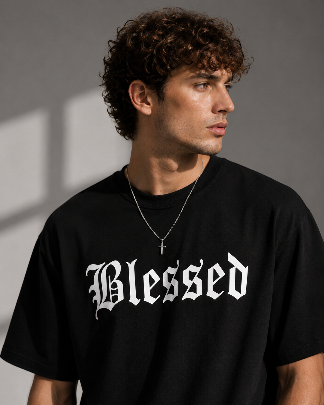 "Blessed" Graphic Tee – Premium Black Gothic Font Streetwear T-Shirt