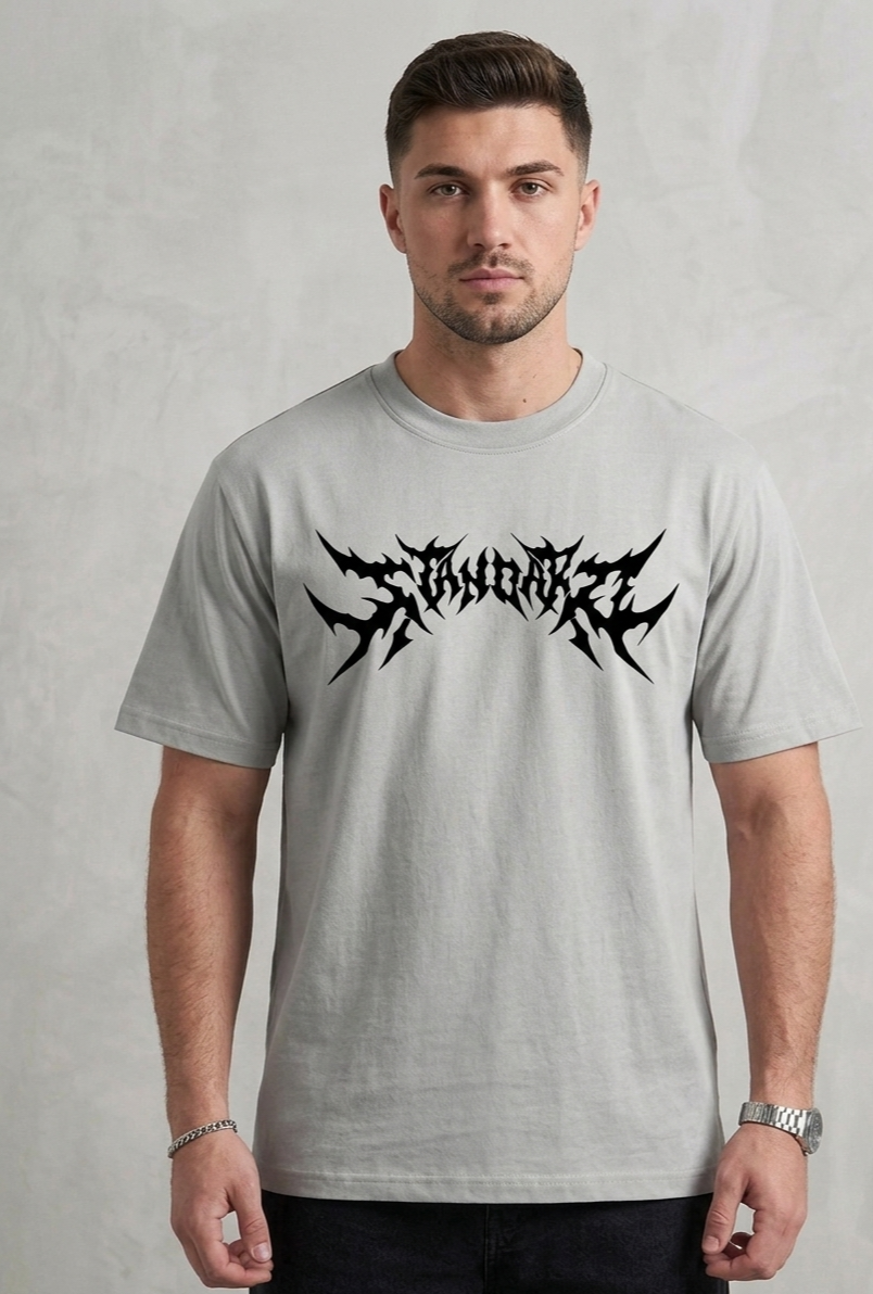 "Demon Back" Graphic Drop Shoulder Tee (GREY)