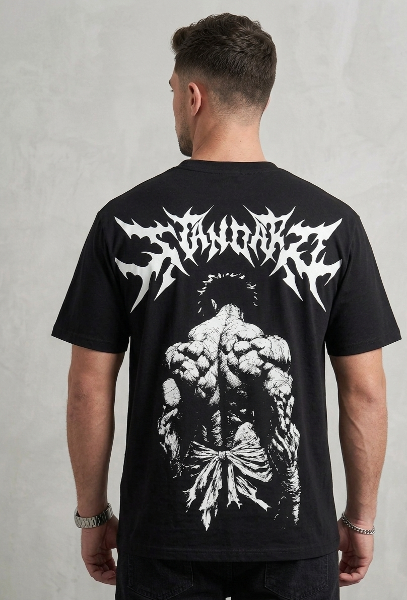"Demon Back" Graphic Drop Shoulder Tee (BLACK)