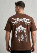 "Demon Back" Graphic Drop Shoulder Tee (BROWN)