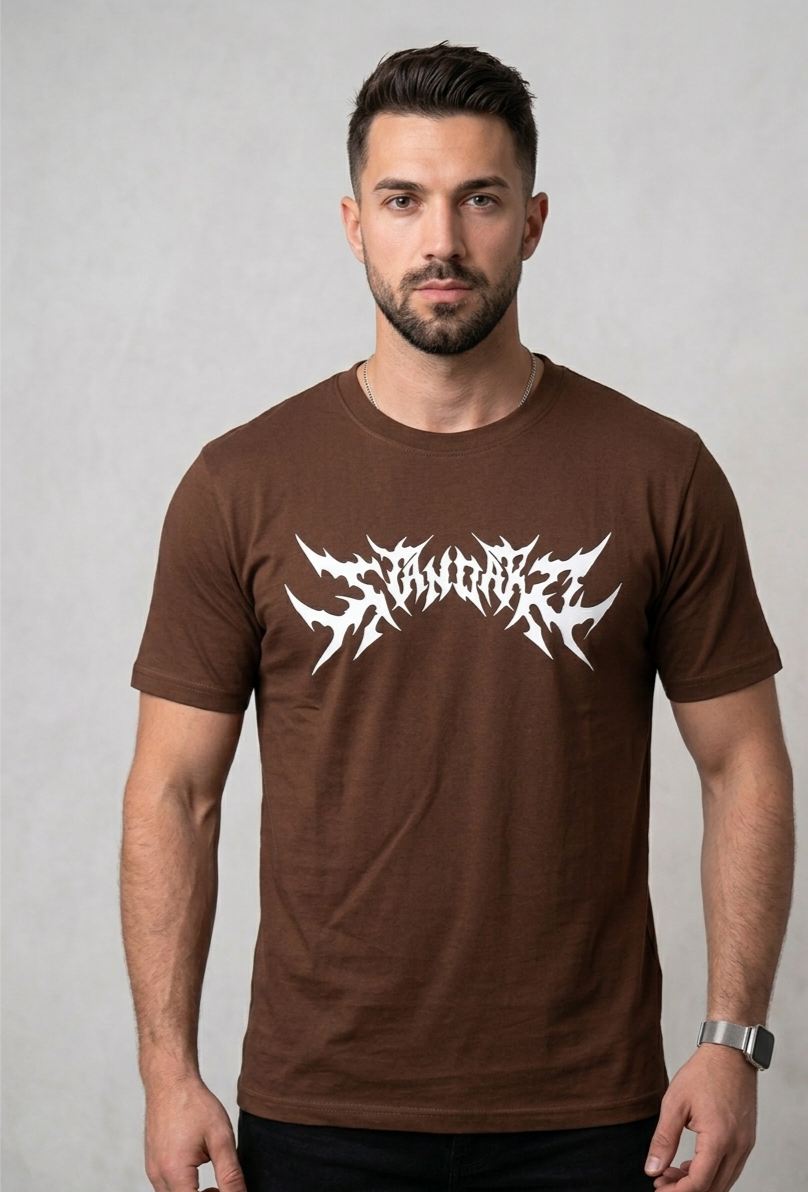"Demon Back" Graphic Drop Shoulder Tee (BROWN)