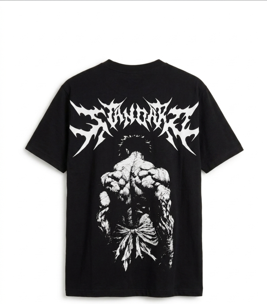 "Demon Back" Graphic Drop Shoulder Tee (BLACK)