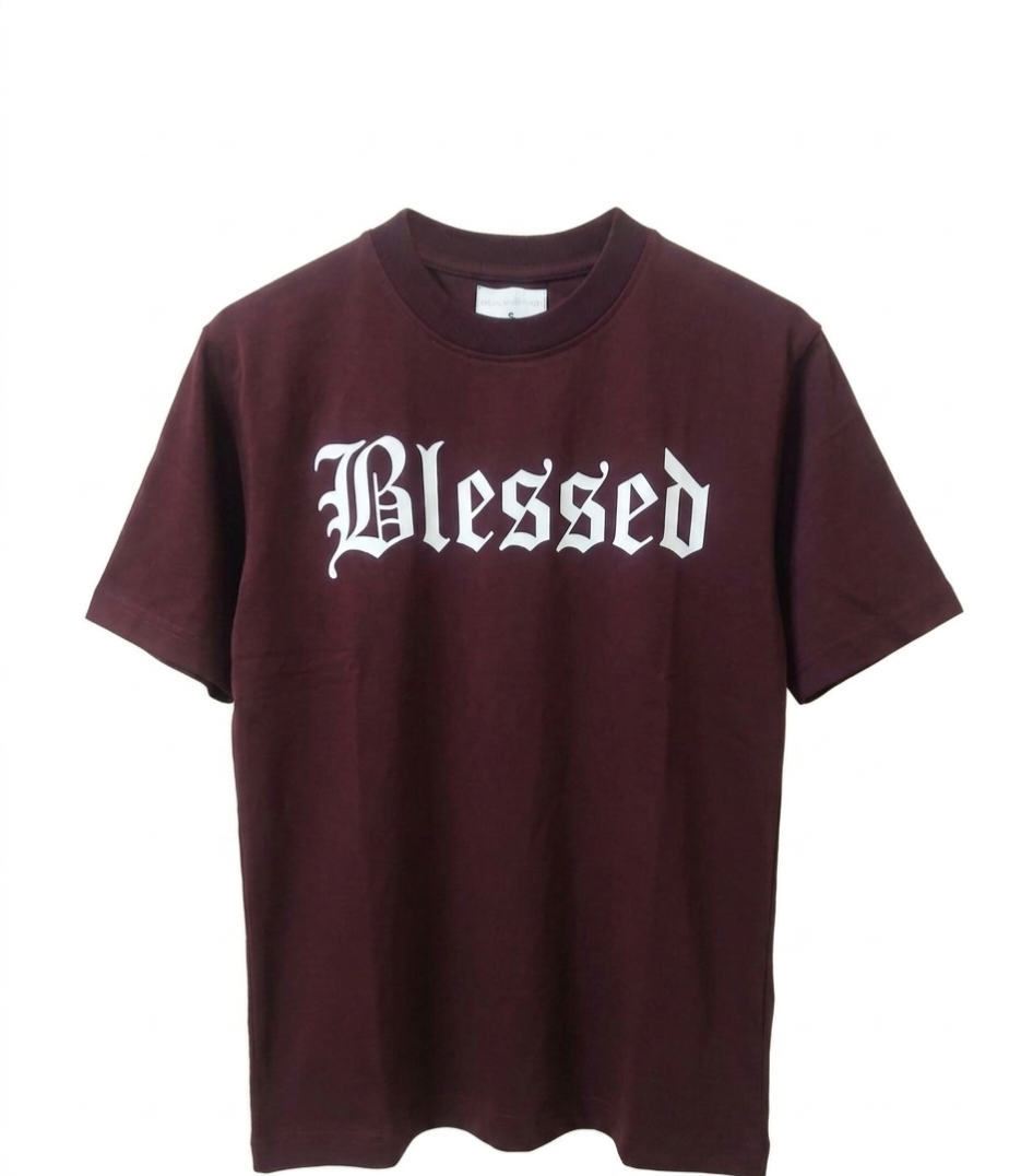 "Blessed" Graphic Tee – Premium Maroon Font Streetwear T-Shirt