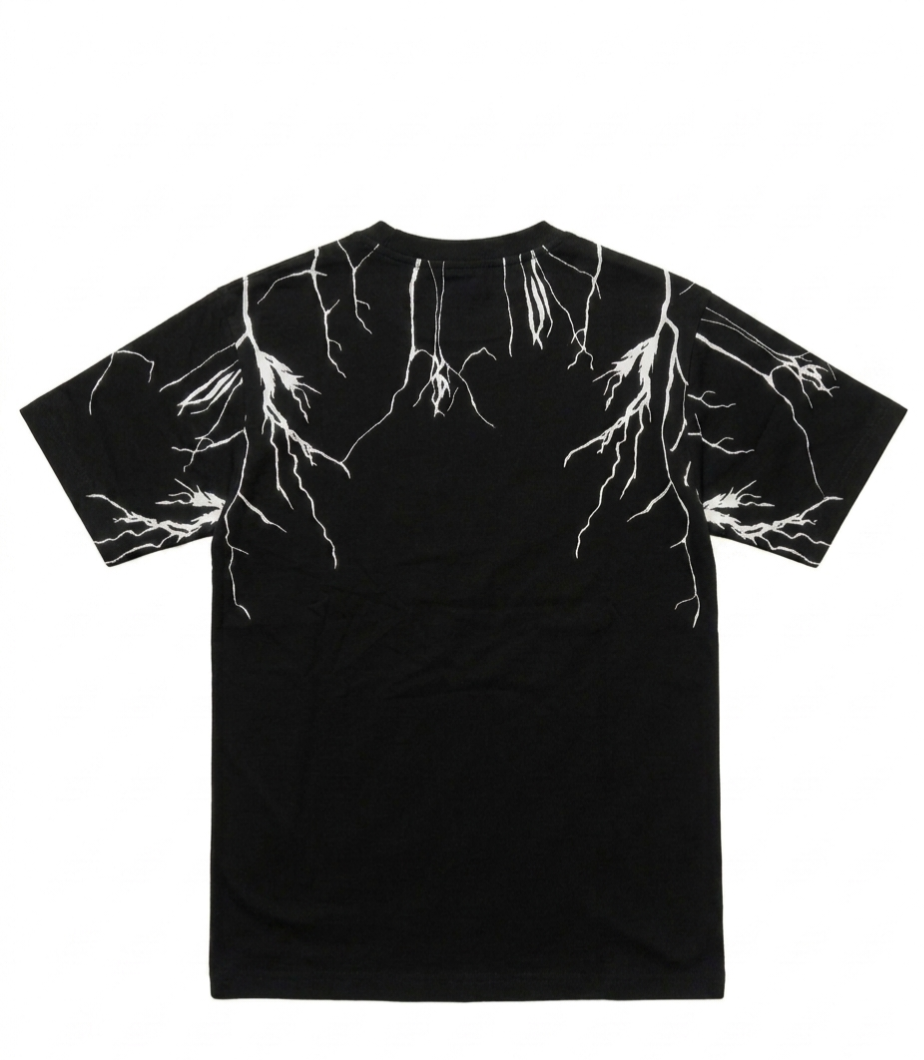 "Storm" Lightning Graphic Tee – Premium Black Gothic Streetwear T-Shirt