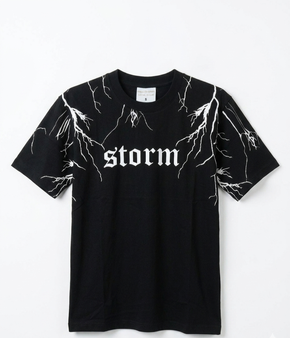 "Storm" Lightning Graphic Tee – Premium Black Gothic Streetwear T-Shirt