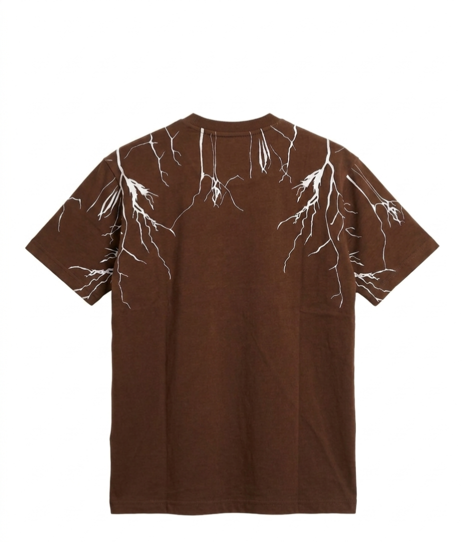"Storm" Lightning Graphic Tee – Premium Brown Gothic Streetwear T-Shirt