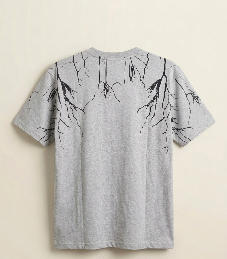 "Storm" Lightning Graphic Tee – Premium Grey Gothic Streetwear T-Shirt