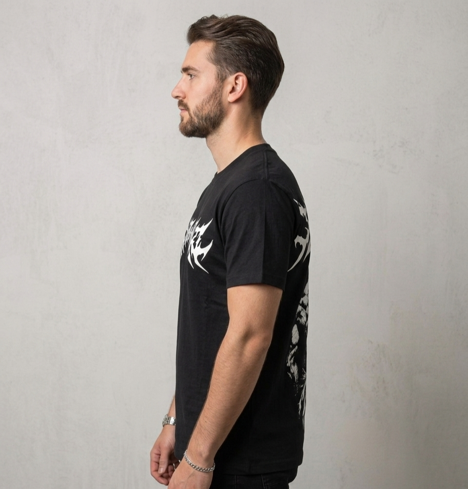 "Demon Back" Graphic Drop Shoulder Tee (BLACK)