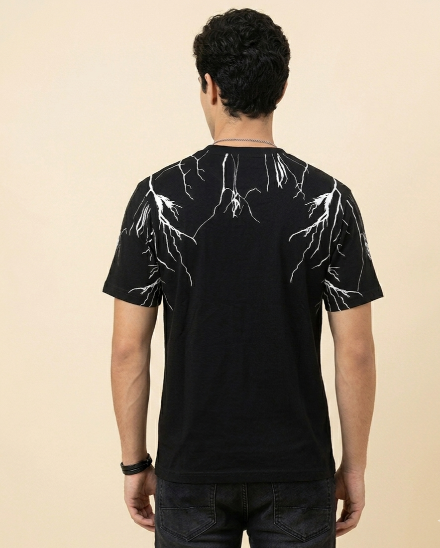 "Storm" Lightning Graphic Tee – Premium Black Gothic Streetwear T-Shirt