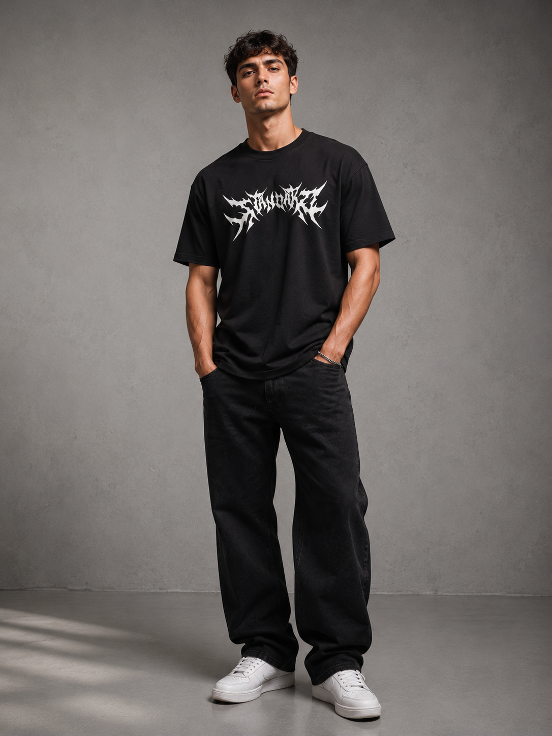 "Demon Back" Graphic Drop Shoulder Tee (BLACK)